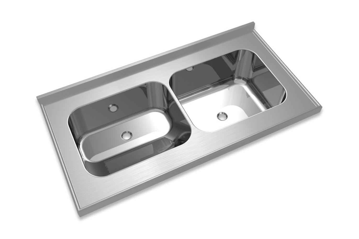 Pia Com Cuba Dupla Para Lavanderia Em Inox Molho 120x60cm Inox