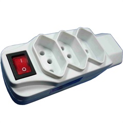 Adaptador Universal 4 Tomadas 2p + T com Interruptor Branco - Key West