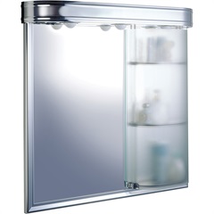 Armário em Alumínio para Banheiro de Sobrepor Master com 1 Porta E Iluminação Cromado - Cris Metal