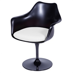 Cadeira Almofadada com Braços Saarinen Preta E Branca - Ór Design