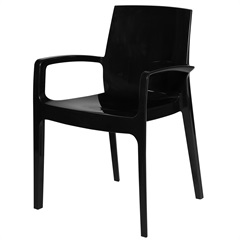Cadeira com Braços em Polipropileno Alto Preta - Ór Design