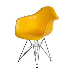 Cadeira Dkr com Braço Amarela Base Cromada 82cm - Ór Design