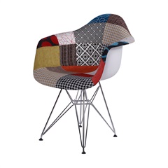 Cadeira Dkr com Braço Mix Patchwork Base de Madeira 80,5cm - Ór Design