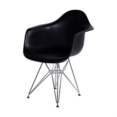 Cadeira Dkr com Braço Preto Base Cromada 82cm - Ór Design