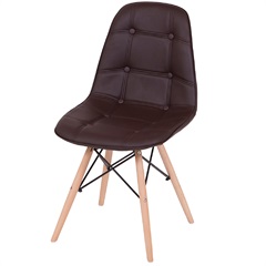 Cadeira Eames Botonê com Base em Madeira 43x44cm Marrom - Ór Design