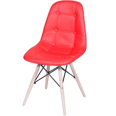 Cadeira Eames Botonê com Base em Madeira 43x44cm Vermelha - Ór Design