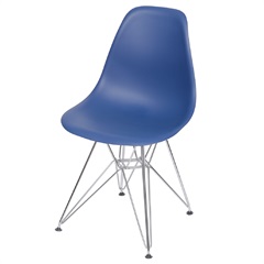 Cadeira Eames com Base em Metal 46x46,5cm Azul Marinho - Ór Design