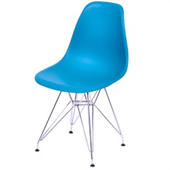 Cadeira Eames com Base em Metal 46x46,5cm Azul Petróleo - Ór Design