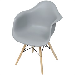 Cadeira Eames com Braços E Base de Madeira Cinza - Ór Design