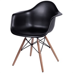 Cadeira Eames com Braços E Base de Madeira Preta - Ór Design