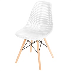 Cadeira Eames com Furos E Base de Madeira Branca - Ór Design