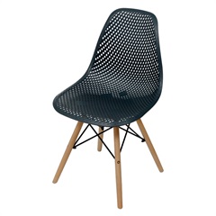 Cadeira Eames com Furos E Base de Madeira Preta - Ór Design