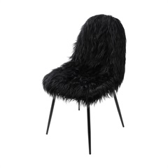 Cadeira Glamour Pelo Preto com Base de Metal 87,5cm - Ór Design