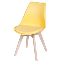 Cadeira Joly com Base em Madeira 47,5x49cm Amarela - Ór Design