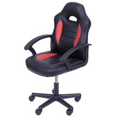 Cadeira para Escritório com Base Giratória Gamer Infantil 85x32cm Preta E Vermelha