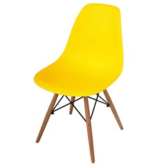 Cadeira Polipropileno com Pés de Madeira 82x47cm Amarela - Importado
