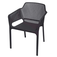 Cadeira Vega em Polipropileno Preta com Braço 80cm - Ór Design