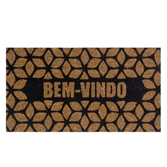 Capacho Fibra de Coco Retangular 60x33cm Geométrico Preto - Uzoo