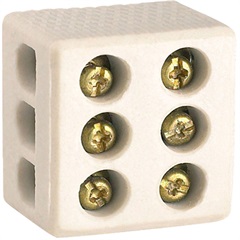 Conector de Porcelana Tripolar 25a 250v com 10mm Branco