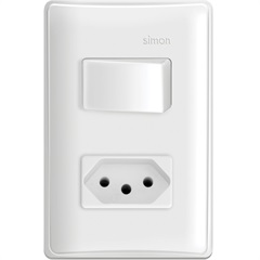 Conjunto 1 Interruptor Simples E 1 Tomada 10a 250v Simon 19 Branco - Simon