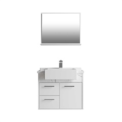 Conjunto de Gabinete para Banheiro em Mdf Gracux 58cm Branco E Marmorizado Branco - Cerocha