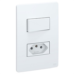 Conjunto de Interruptor Simples E Tomada 10a com Placa 4x2 Essata Branco - WEG