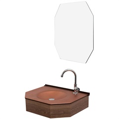 Conjunto de Lavabo E Espelheira em Mdf 55cm Bronze - Cris Metal