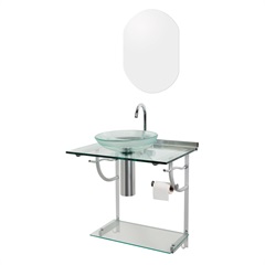 Conjunto Lavabo em Vidro Cris Space 74,5x62,5cm Transparente - Cris Metal