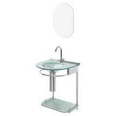 Conjunto Lavabo em Vidro Mold 50x46cm Cromado - Cris Metal