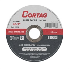 Disco de Corte Inox 115x1x22,2mm - Cortag