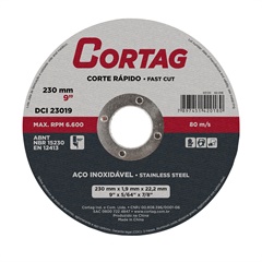 Disco de Corte Inox 230x1,9x22,2mm - Cortag