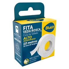 Fita Veda Rosca 12mm com 10 Metros Branca - Blukit