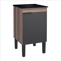 Gabinete com Tanque para Lavanderia em Madeira Flamingo 87,3x50cm Preto E Tamarindo - Cozimax