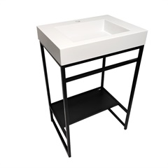 Gabinete para Banheiro com Cuba Iron Black 60cm Branco Fosco - Venturi