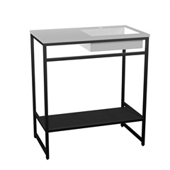 Gabinete para Banheiro com Cuba Iron Black 80cm Branco Fosco - Venturi