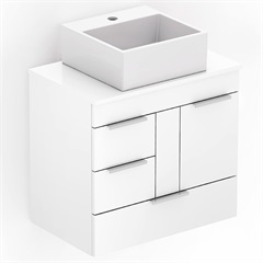 Gabinete para Banheiro em Mdf com Cuba Quadrada Basic 60x38cm Branco - Celite 