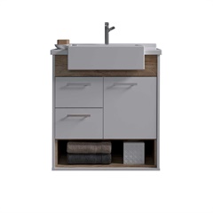 Gabinete para Banheiro em Mdf Delta 58cm Branco E Berlin - Cerocha