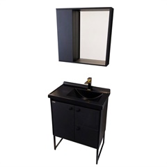 Gabinete para Banheiro Pedra Potenza 88x66cm Preto - Venturi