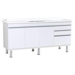 Gabinete para Cozinha em Mdf Ferrara 200x70cm Branco - Corso