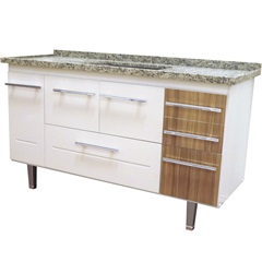 Gabinete para Cozinha em Mdf Life 150cm Branco E Nogal - Bonatto