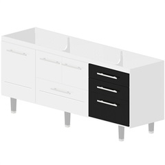 Gabinete para Cozinha em Mdf Life 200cm Branco E Preto - Bonatto