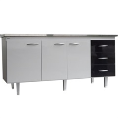 Gabinete para Cozinha em Mdf Milano 180cm Branco E Preto - Bonatto