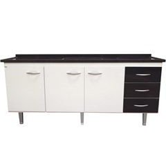 Gabinete para Cozinha em Mdf Milano 200cm Branco E Preto - Bonatto