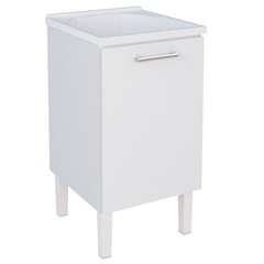 Gabinete para Lavanderia em Aço com Tanque Flat Branco - Cozimax