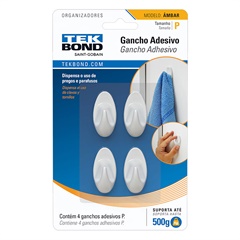 Gancho Adesivo Ambar Oval Branco P