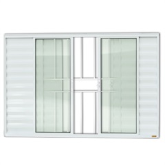 Janela Veneziana de Correr com 6 Folhas E Grade em Alumínio Confort 120x150cm Branco - Brimak