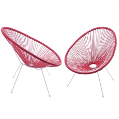 Kit 2 Cadeiras Acapulco Cordas Pvc Vermelho 85cm - Ór Design