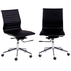 Kit 2 Cadeiras de Escritório Esteirinha Baixa Preto sem Braço 105cm - Ór Design