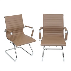 Kit 2 Cadeiras de Escritório Esteirinha Caramelo Base Fixa 89cm - Ór Design