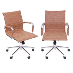 Kit 2 Cadeiras de Escritório Esteirinha Caramelo Base Rodízio 105cm - Ór Design